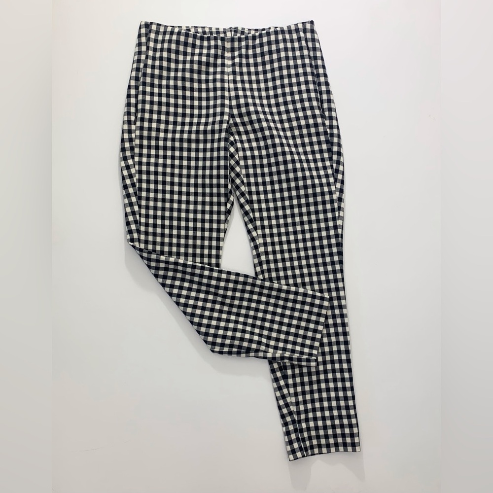 J. Jill Cotton Black White Gingham Stretch Pants Sz 2P